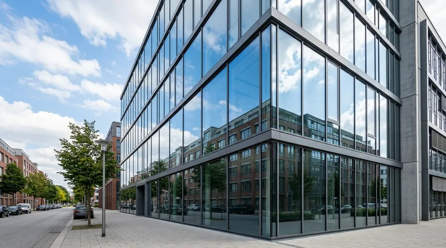 Streifenfrei gereinigte Glasfassade